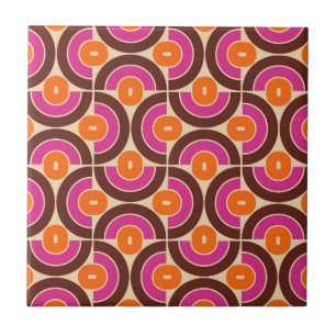 Retro 70s Mid Mod geometrisch patroon Tegeltje