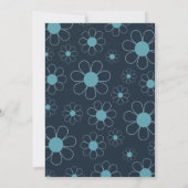 Retro 70s Midden Eeuw Modern Blauw Huwelijk Save The Date (Achterkant)