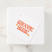 Retro 70s Mosterd Sinaasappel Hippie Groovy Baby Bedankjes Labels (In situ)