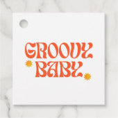 Retro 70s Mosterd Sinaasappel Hippie Groovy Baby Bedankjes Labels (Voorkant)