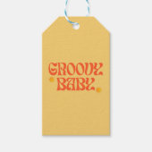 Retro 70s Mosterd Sinaasappel Hippie Groovy Baby Cadeaulabel (Voorkant)