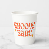 Retro 70s Mosterd Sinaasappel Hippie Groovy Baby Papieren Bekers (Achterkant)