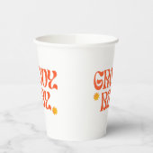 Retro 70s Mosterd Sinaasappel Hippie Groovy Baby Papieren Bekers (Links)