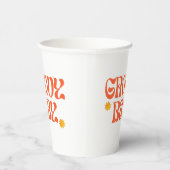 Retro 70s Mosterd Sinaasappel Hippie Groovy Baby Papieren Bekers (Rechts)