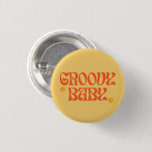 Retro 70s Mosterd Sinaasappel Hippie Groovy Baby Ronde Button 3,2 Cm (Voorkant /achterkant)