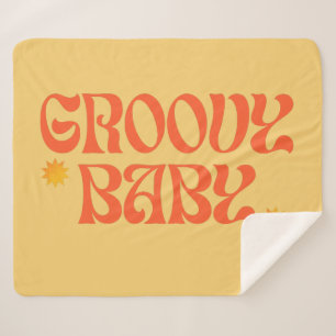 Retro 70s Mosterd Sinaasappel Hippie Groovy Baby Sherpa Deken