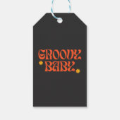 Retro 70s Mosterd Sinaasappel Zwart Hippie Groovy Cadeaulabel (Achterkant)