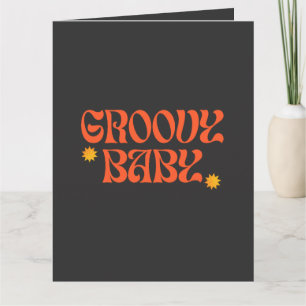 Retro 70s Mosterd Sinaasappel Zwart Hippie Groovy  Kaart