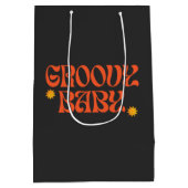 Retro 70s Mosterd Sinaasappel Zwart Hippie Groovy Medium Cadeauzakje (Achterkant)