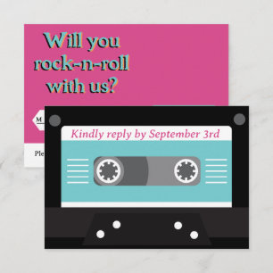 Retro 70s Music Cassettebandje Groovy Fuchsia Fun  RSVP Kaartje