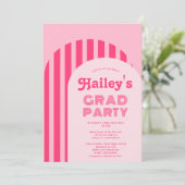  retro 70s neonroze  foto afstuderen kaart (Staand voorkant)