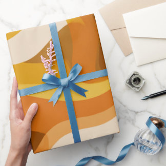 Retro 70s Orange Mustard Wave Abstract Pattern Cadeaupapier