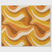 Retro 70s Orange Mustard Wave Abstract Pattern Cadeaupapier (Vlak)