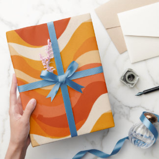 Retro 70s Orange Mustard Wave Abstract Pattern Cadeaupapier