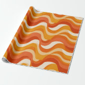 Retro 70s Orange Mustard Wave Abstract Pattern Cadeaupapier (Uitgerold)