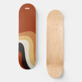 Retro 70s Oranje Abstract Groovy Hippie Monogram Skateboard (Voorkant)
