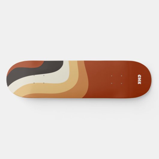 Retro 70s Oranje Abstract Groovy Hippie Monogram Skateboard (Horizontaal)