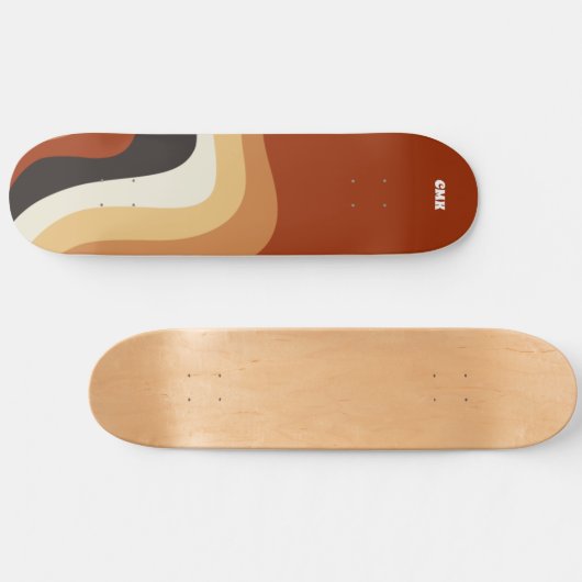 Retro 70s Oranje Abstract Groovy Hippie Monogram Skateboard (Horizontaal)