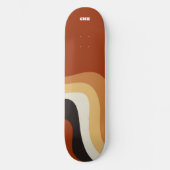 Retro 70s Oranje Abstract Groovy Hippie Monogram Skateboard (Voorkant)