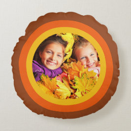 Retro 70's Oranje bruine foto rondreis Rond Kussen