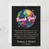 Retro 70's Party Disco Ball Sparkle Glam Wedding Bedankkaart (Voorkant)