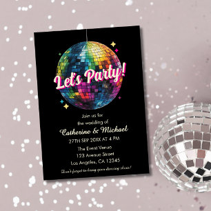 Retro 70's Party Disco Ball Sparkle Glam Wedding Kaart
