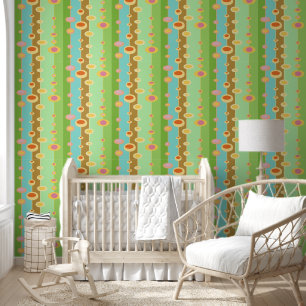 Retro 70s pastel brights zonnegras en lucht behang