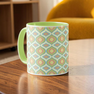 Retro 70s Pastel Geometrische Behang Mok