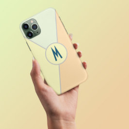 retro 70s pastel kleurenblok driehoek monogram iPhone 13 pro max hoesje