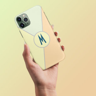 retro 70s pastel kleurenblok driehoek monogram iPhone 13 pro max hoesje