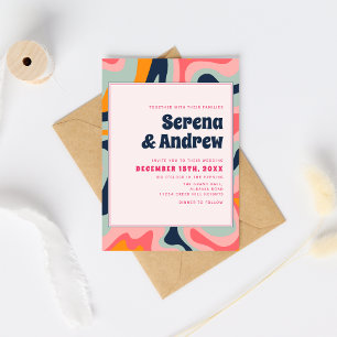 Retro 70s Pastel Roze Groovy Abstract Kaart