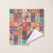 Retro 70s Patchwork Handdoek Set (Wasdoekje)