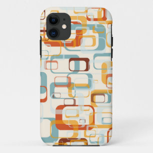 Retro 70s patroon in schaduwen van Oranje blauw iPhone 11 Hoesje