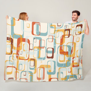 Retro  70s patroon in schaduwen van Oranje blauw Fleece Deken