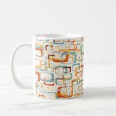 Retro  70s patroon in schaduwen van Oranje blauw Koffiemok (Links)