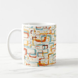 Retro  70s patroon in schaduwen van Oranje blauw Koffiemok