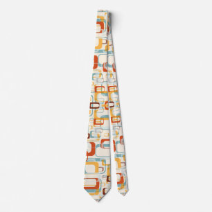 Retro  70s patroon in schaduwen van Oranje blauw Stropdas