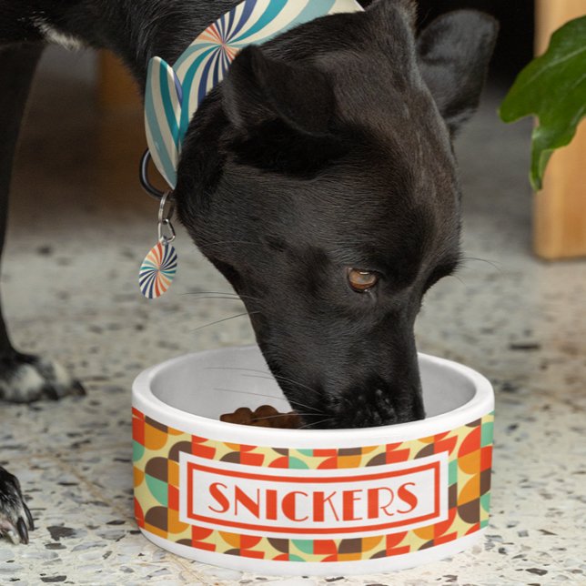 Retro 70s Persoonlijke naam Voerbakje (Creator heeft geüpload)