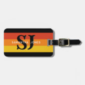 Retro 70s Rainbow Bold Stripes Initialen Monogram Bagagelabel (Voorkant horizontaal)