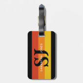 Retro 70s Rainbow Bold Stripes Initialen Monogram Bagagelabel (Achterkant verticaal)