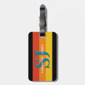 Retro 70s Rainbow Bold Stripes Initialen Monogram Bagagelabel (Achterkant verticaal)