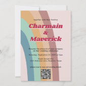 Retro  70's Rainbow Foto Bruiloft Kaart (Voorkant)