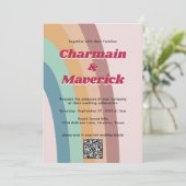 Retro  70's Rainbow Foto Bruiloft Kaart (Staand voorkant)