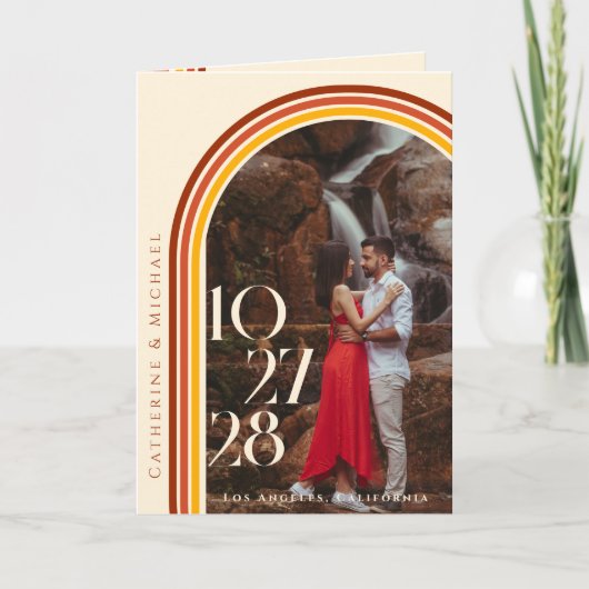 Retro 70s Rainbow Groovy Arch Foto Programma (Voorkant)