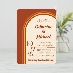 Retro 70s Rainbow Groovy Arch Photo Wedding Kaart