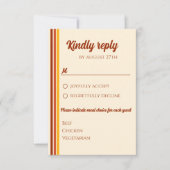 Retro 70s Rainbow Groovy Terracotta Oranje bruilof RSVP Kaartje (Voorkant)