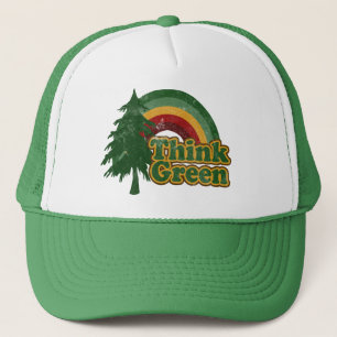Retro 70s regenboog, denk groen trucker pet