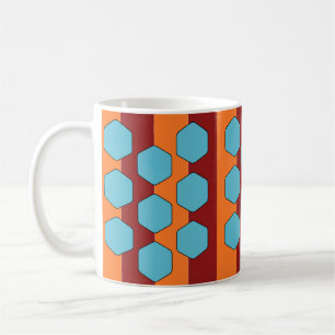 Retro 70s Rood Oranje Turquoise Patroon Koffiemok