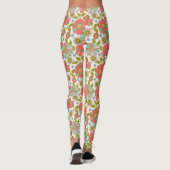 Retro 70s Roze Aqua Floral Leggings (Achterkant)