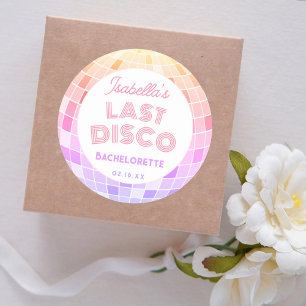 Retro 70s Roze Disco Bal Bachelorette Party Ronde Sticker